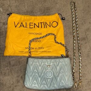 Valentino Sky Blue Chevron Shoulder Bag